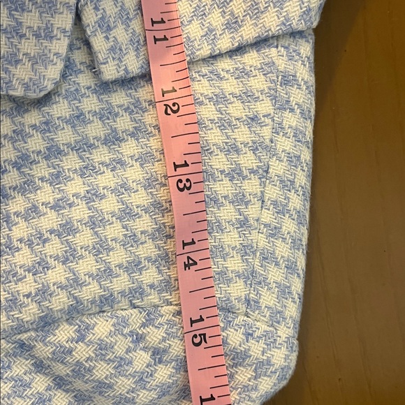 Ann Taylor The Petite Greenwich Blazer in Houndstooth Light Blue & White Size 10 - Picture 16 of 16